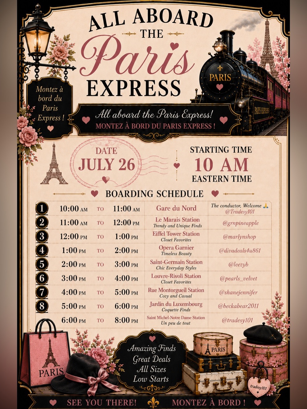 All Aboard The Paris Express! Come join us we embark into our next adventure!